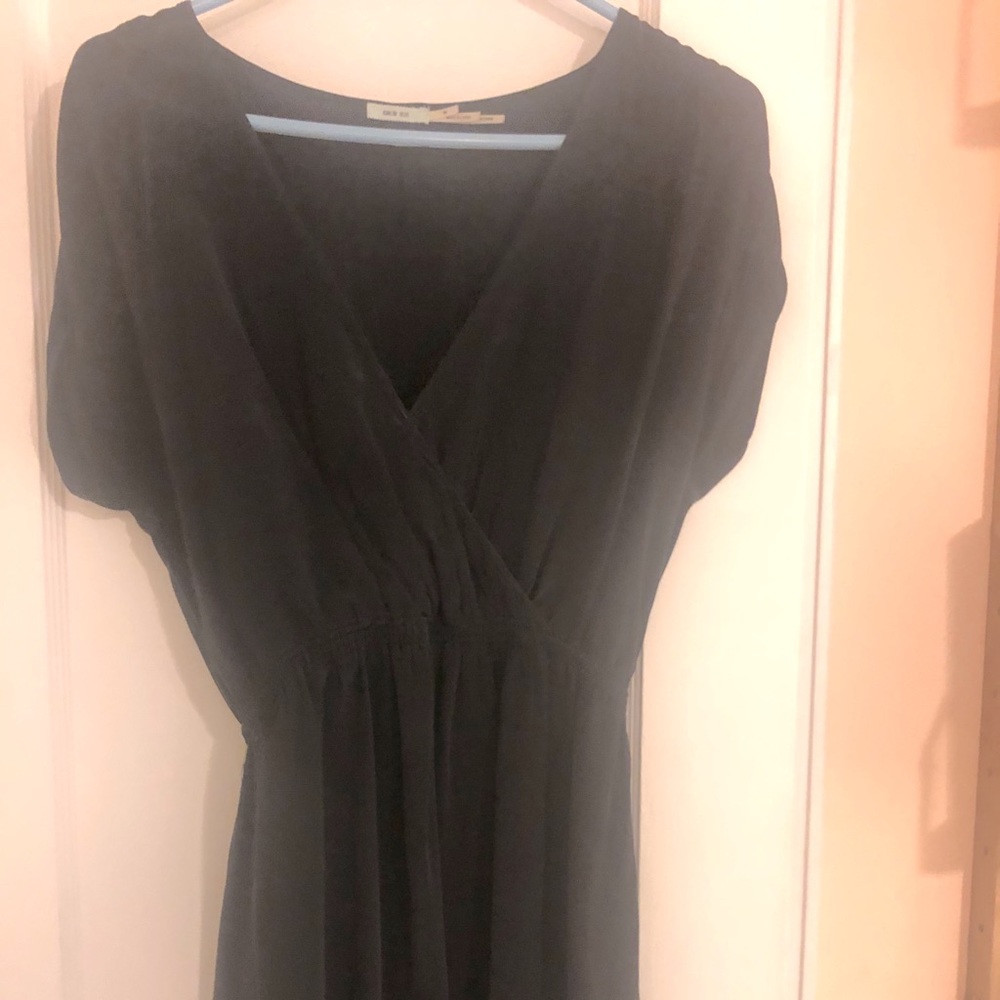 Silk black faux wrap mini
